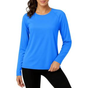 imageTACVASEN Womens Long Sleeve Rash Guard UPF 50 UV Sun Shirts Quick Dry Swim Shirt Hiking TopsAzure