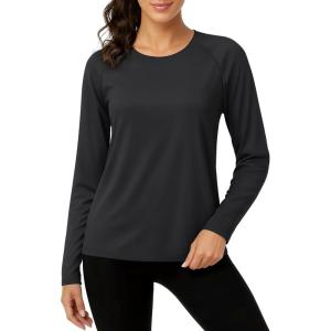 imageTACVASEN Womens Long Sleeve Rash Guard UPF 50 UV Sun Shirts Quick Dry Swim Shirt Hiking TopsBlack