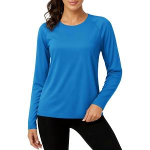 imageTACVASEN Womens Long Sleeve Rash Guard UPF 50 UV Sun Shirts Quick Dry Swim Shirt Hiking TopsBlue Green