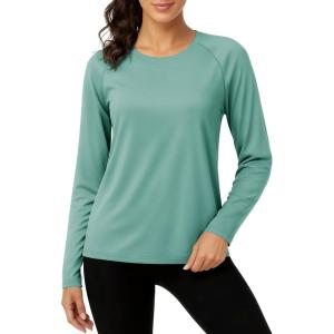 imageTACVASEN Womens Long Sleeve Rash Guard UPF 50 UV Sun Shirts Quick Dry Swim Shirt Hiking TopsGrey Green