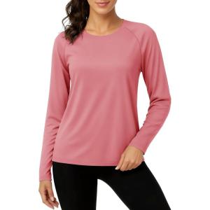 imageTACVASEN Womens Long Sleeve Rash Guard UPF 50 UV Sun Shirts Quick Dry Swim Shirt Hiking TopsGrey Pink
