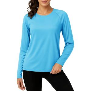 imageTACVASEN Womens Long Sleeve Rash Guard UPF 50 UV Sun Shirts Quick Dry Swim Shirt Hiking TopsIce Blue