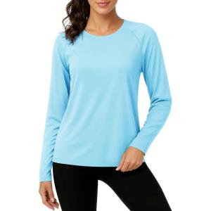 imageTACVASEN Womens Long Sleeve Rash Guard UPF 50 UV Sun Shirts Quick Dry Swim Shirt Hiking TopsLake Blue
