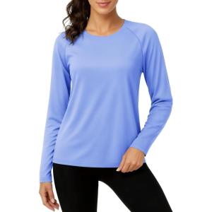 imageTACVASEN Womens Long Sleeve Rash Guard UPF 50 UV Sun Shirts Quick Dry Swim Shirt Hiking TopsLight Blue