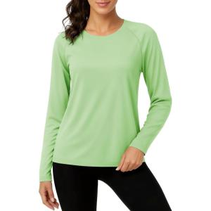 imageTACVASEN Womens Long Sleeve Rash Guard UPF 50 UV Sun Shirts Quick Dry Swim Shirt Hiking TopsLight Green