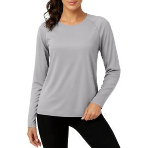 imageTACVASEN Womens Long Sleeve Rash Guard UPF 50 UV Sun Shirts Quick Dry Swim Shirt Hiking TopsLight Grey