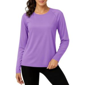 imageTACVASEN Womens Long Sleeve Rash Guard UPF 50 UV Sun Shirts Quick Dry Swim Shirt Hiking TopsLight Purple