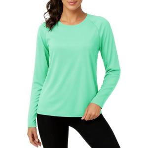 imageTACVASEN Womens Long Sleeve Rash Guard UPF 50 UV Sun Shirts Quick Dry Swim Shirt Hiking TopsMint Green