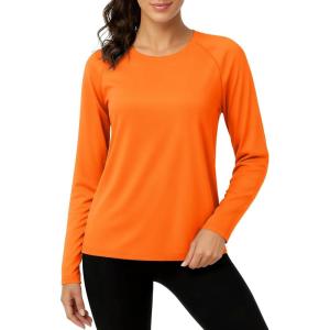 imageTACVASEN Womens Long Sleeve Rash Guard UPF 50 UV Sun Shirts Quick Dry Swim Shirt Hiking TopsOrange