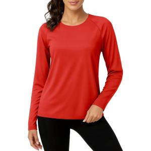 imageTACVASEN Womens Long Sleeve Rash Guard UPF 50 UV Sun Shirts Quick Dry Swim Shirt Hiking TopsTomato Red