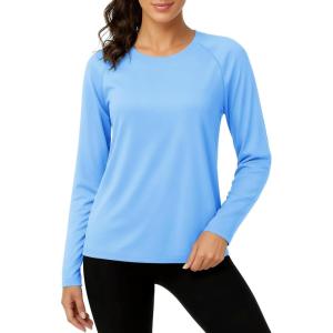 imageTACVASEN Womens Long Sleeve Rash Guard UPF 50 UV Sun Shirts Quick Dry Swim Shirt Hiking TopsWaterfall Blue