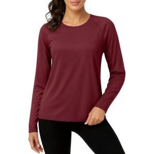 imageTACVASEN Womens Long Sleeve Rash Guard UPF 50 UV Sun Shirts Quick Dry Swim Shirt Hiking TopsWine Red