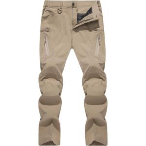 image:imageTACVASEN Mens Lightweight Hiking Tactical Pants Waterproof Quick Dry Cargo Work Rain Outdoor Pants 8 Pockets01 Khaki