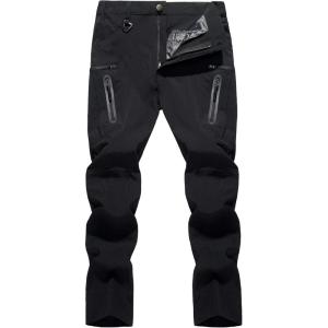 image:imageTACVASEN Mens Lightweight Hiking Tactical Pants Waterproof Quick Dry Cargo Work Rain Outdoor Pants 8 Pockets02 Black
