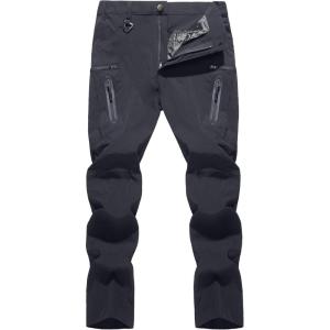 image:imageTACVASEN Mens Lightweight Hiking Tactical Pants Waterproof Quick Dry Cargo Work Rain Outdoor Pants 8 Pockets03 Dark Grey