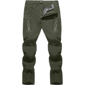 image:imageTACVASEN Mens Lightweight Hiking Tactical Pants Waterproof Quick Dry Cargo Work Rain Outdoor Pants 8 Pockets04 Green