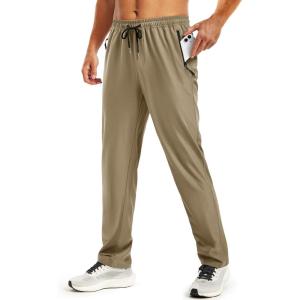image:imageTACVASEN Mens Workout Pants Casual Athletic Hiking Lightweight Quick Dry Stretch Waterproof Sweatpants with 3 Pockets04khaki