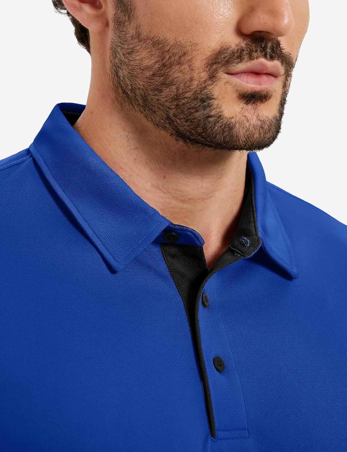 image:imageTACVASEN Mens Golf Shirts Dry Fit Polo Short Sleeve Moisture Wicking Performance Collared Shirt for Work Casual AthleticColorblue