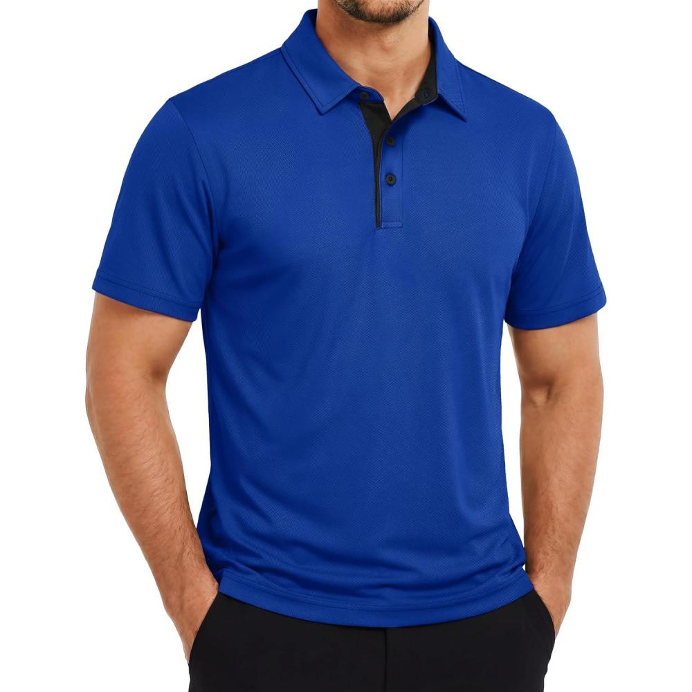 image:imageTACVASEN Mens Golf Shirts Dry Fit Polo Short Sleeve Moisture Wicking Performance Collared Shirt for Work Casual AthleticColorblue