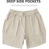 image:imageTACVASEN Men s Casual Shorts 7 Inch Cotton Elastic Waist Drawstring Lightweight Summer Beach Shorts with PocketsBeigewhite