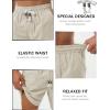 image:imageTACVASEN Men s Casual Shorts 7 Inch Cotton Elastic Waist Drawstring Lightweight Summer Beach Shorts with PocketsBeigewhite