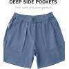 image:imageTACVASEN Men s Casual Shorts 7 Inch Cotton Elastic Waist Drawstring Lightweight Summer Beach Shorts with PocketsLightblue