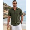 image:imageTACVASEN Mens Button Down Shirts Short Sleeve Textured Casual Summer Beach Shirt with PocketArmy Green