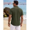 image:imageTACVASEN Mens Button Down Shirts Short Sleeve Textured Casual Summer Beach Shirt with PocketArmy Green