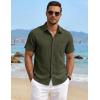 image:imageTACVASEN Mens Button Down Shirts Short Sleeve Textured Casual Summer Beach Shirt with PocketArmy Green