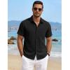 image:imageTACVASEN Mens Button Down Shirts Short Sleeve Textured Casual Summer Beach Shirt with PocketBlack