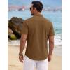 image:imageTACVASEN Mens Button Down Shirts Short Sleeve Textured Casual Summer Beach Shirt with PocketDark Brown