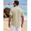 image:imageTACVASEN Mens Button Down Shirts Short Sleeve Textured Casual Summer Beach Shirt with PocketLight Apricot
