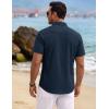 image:imageTACVASEN Mens Button Down Shirts Short Sleeve Textured Casual Summer Beach Shirt with PocketNavy