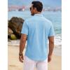 image:imageTACVASEN Mens Button Down Shirts Short Sleeve Textured Casual Summer Beach Shirt with PocketSky Blue