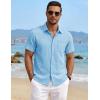 image:imageTACVASEN Mens Button Down Shirts Short Sleeve Textured Casual Summer Beach Shirt with PocketSky Blue