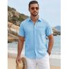 image:imageTACVASEN Mens Button Down Shirts Short Sleeve Textured Casual Summer Beach Shirt with PocketSky Blue