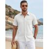 image:imageTACVASEN Mens Button Down Shirts Short Sleeve Textured Casual Summer Beach Shirt with PocketWhite