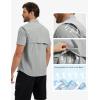 image:imageTACVASEN Mens Fishing Shirt with Pockets UPF50 Quick Dry Breathable Short Sleeve Button Down Sun Shirt for Work TacticalLightgrey
