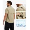 image:imageTACVASEN Mens Fishing Shirt with Pockets UPF50 Quick Dry Breathable Short Sleeve Button Down Sun Shirt for Work TacticalLkhaki