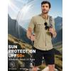 image:imageTACVASEN Mens Fishing Shirt with Pockets UPF50 Quick Dry Breathable Short Sleeve Button Down Sun Shirt for Work TacticalLkhaki