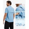 image:imageTACVASEN Mens Fishing Shirt with Pockets UPF50 Quick Dry Breathable Short Sleeve Button Down Sun Shirt for Work TacticalLsblue