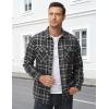 image:imageTACVASEN Mens Flannel Shirts Lightweight Cotton Button Down Long Sleeve Shirt Casual Plaid Pocket Shirts OutdoorBlack Grey