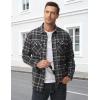 image:imageTACVASEN Mens Flannel Shirts Lightweight Cotton Button Down Long Sleeve Shirt Casual Plaid Pocket Shirts OutdoorBlack Grey