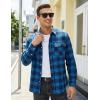 image:imageTACVASEN Mens Flannel Shirts Lightweight Cotton Button Down Long Sleeve Shirt Casual Plaid Pocket Shirts OutdoorBright Blue