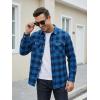 image:imageTACVASEN Mens Flannel Shirts Lightweight Cotton Button Down Long Sleeve Shirt Casual Plaid Pocket Shirts OutdoorBright Blue