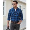 image:imageTACVASEN Mens Flannel Shirts Lightweight Cotton Button Down Long Sleeve Shirt Casual Plaid Pocket Shirts OutdoorBright Blue