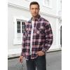 image:imageTACVASEN Mens Flannel Shirts Lightweight Cotton Button Down Long Sleeve Shirt Casual Plaid Pocket Shirts OutdoorRed White