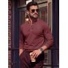 image:imageTACVASEN Mens Long Sleeve Henley Shirts 3Button Moisture Wicking Tee Solid Color Soft Basic Casual Tshirt04 Wine Red