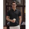 image:imageTACVASEN Mens Polo Shirts Short Sleeve 3 Buttons Casual Polo Cotton Pique TShirts Moisture Wicking Golf ShirtsBlack