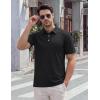 image:imageTACVASEN Mens Polo Shirts Short Sleeve 3 Buttons Casual Polo Cotton Pique TShirts Moisture Wicking Golf ShirtsBlack